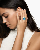 Albion® Ring in Sterling Silver with 18K Yellow Gold and Blue Topaz, 15mm